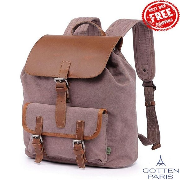 TSD BRAND Bigleaf Canvas Backpack Brown Women's Bag - Picture 8 of 12